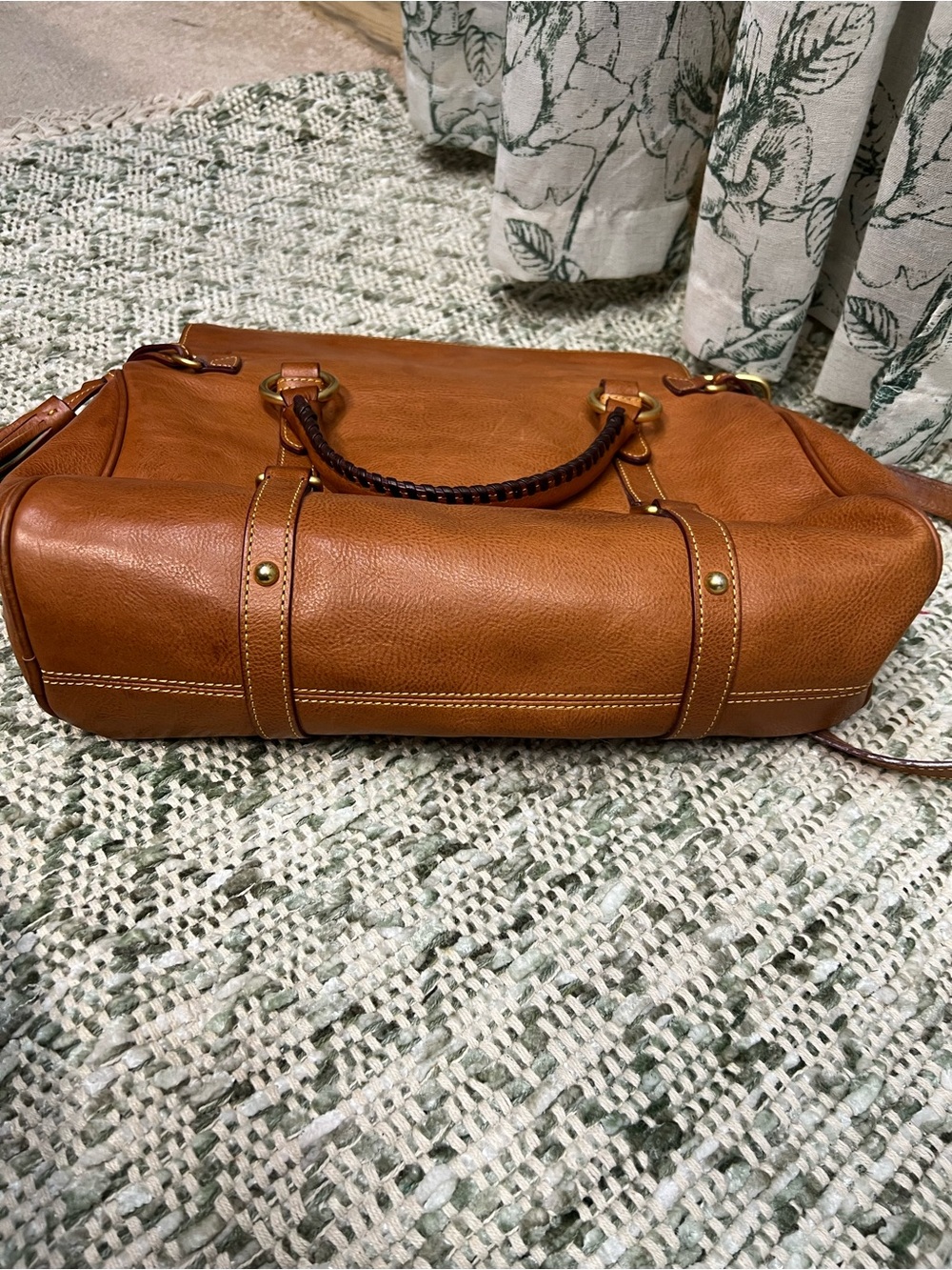 Dooney & Bourke Tan Leather Satchel with Tassels - Picture 6 of 6